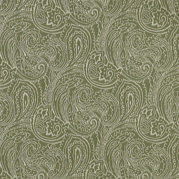 Light Green, Traditional Abstract Paisley Woven Upholstery Fabric By The Yard