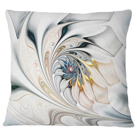 White Stained Glass Floral Art Floral Throw Pillow, 18"x18"