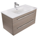 Cutler Kitchen & Bath - Silhouette 2-Drawer Wall-Mounted Vanity, Aria, 36" - Sophistication takes center stage in your bathroom with the Silhouette 2-Drawer Wall-Mounted Vanity. With a beautiful acrylic top paired with two larger drawers, this design balances style and function that's fitting for a high-traffic area. The MOD brand aims to add a fresh burst of energy with its designs by playing with line and color, two of this vanity's strongest attributes.