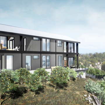 Contemporary Pre-Fab House Overlooks Pool