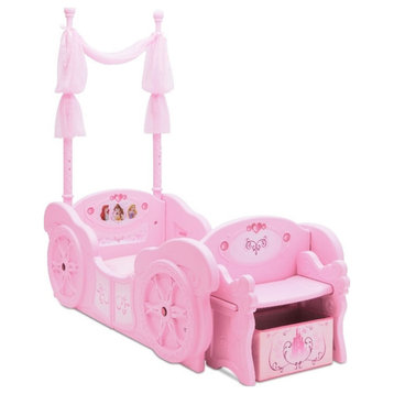 Delta Children Princess Plastic Convertible Toddler-to-Twin Bed in Pink