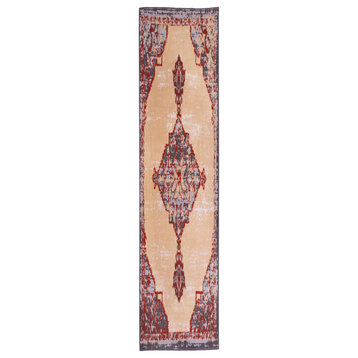 Distressed Bohemian - Persian Moroccan Oriental Area Rug, Beige, 2'x8'