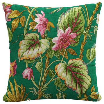 Red from Scalamandre 20" Decorative Pillow, Tropical Flora Green
