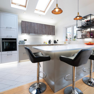 Layered lighting was an important element in this kitchen design