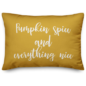 Pumpkin Spice and Everything Nice Lumbar Pillow, Mustard, 14"x20"