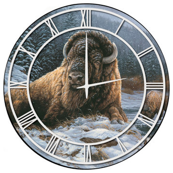 Wall Clock With Full Coverage Art, Spirit of the Wild, White Numbers 24"x24"