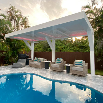 Automated Pergola + Waterfall in Boca Raton