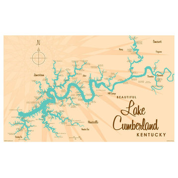 Lakebound Lake Cumberland Kentucky Map Art Print, 30"x45"