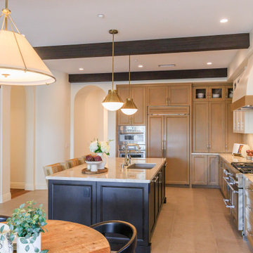 Open Concept Kitchen with Architectural Beams