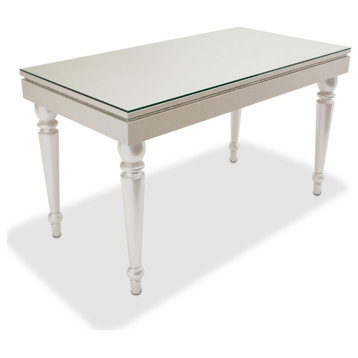 Glimmering Heights Writing Desk with Glass Top - Ivory