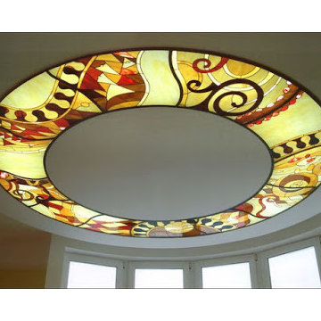 Installing stained glass panels in false ceiling designs