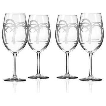 Palm Tree All Purpose Wine Glass, 18 ounce, Set of 4 Wine Glasses