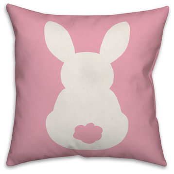 Pink Sitting Bunny Silhouette 18x18 Throw Pillow