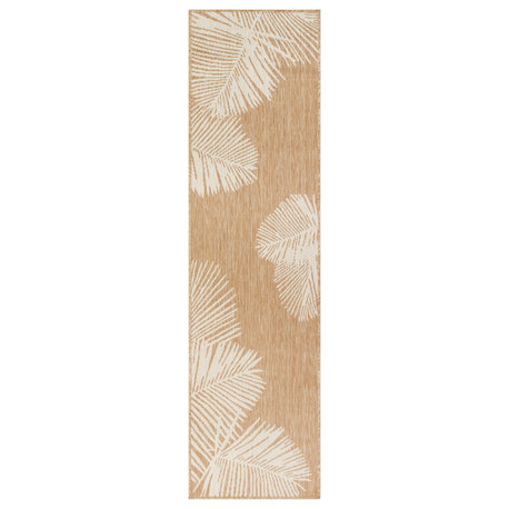 Carmel Palm Indoor/Outdoor Rug, Sand, 1'11"x7'6"