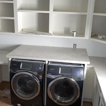 Laundry Room Revamp: White Carrarra Quartz Countertops
