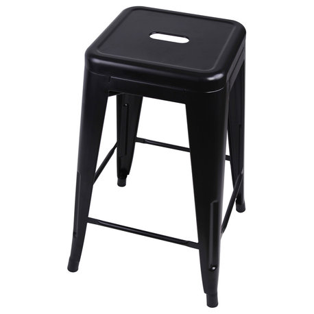 Backless Black Metal Bar Stools, Set of 3