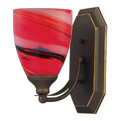 ELK Lighting - 1 Light Vanity, Aged Bronze and Canary Glass - Bathroom Vanity Lighting