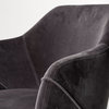 Ronald II Cream Fabric Wrap Brown Wooden Base Dining Chair, Dark Grey