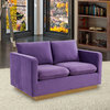 Leisuremod Nervo Modern Mid-Century Upholstered Velvet Loveseat, Purple