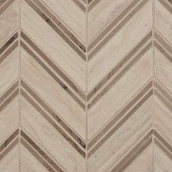 Chevron Silver Polished Mesh Mosaic - Tile