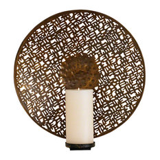 Global Views Wall Sconces Houzz Global Views Etched Br Bronze Metal Wall Candle Sconce Round Abstract Holder