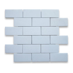 Stone Center Online - Thassos White 2 x 4 Subway Brick Mosaic Tile Polished - Marble from Greece - Tile