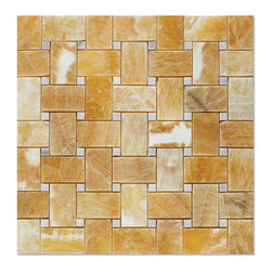 Honey Onyx Basketweave Mosaic with Statuary White - Home Decor