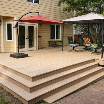 Open Composite Backyard Deck with Multi-Side Steps in Rochester