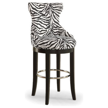 Peace and Zebra-print Patterned Fabric Bar Stool