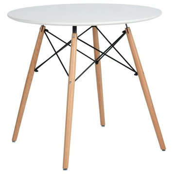 Kitchen Dining Table White Modern Style Round Leisure Coffee Table, Round Style