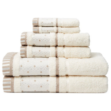 Balio 6-Piece 100% Cotton Bath Towel Set, Creme