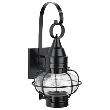 Norwell Lighting Classic Onion Small 1 Light Sconce, Black/Clear 1513-BL-CL
