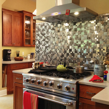 Eden Mosaic Tile Installations - Roman Pattern Stainless Steel And Pewter Tile