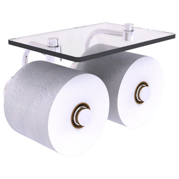 Waverly Place 2 Roll Toilet Paper Holder with Glass Shelf, Polished Chrome