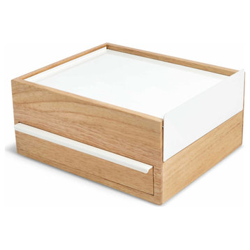 Umbra 290245 Stowit 10-1/4 Inch x 8-7/8 Inch Wood Jewelry Box - Natural / White