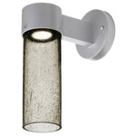 Besa Lighting - Besa Lighting JUNI10LT-WALL-LED-SL Juni 10 - 11.5" 4W 1 LED Outdoor Wall Sconce - The Juni 10 sconce is composed of a Silver aluminum bracket and transparent Blue glass cylinder, with an interesting bubble pattern blown randomly throughout the glass. The pleasing play of light through the bubble accents make for a striking affect. The standard incandescent option offers a prominent display of the lamp filament behind the glass, while the LED option results in a splash of concealed LED downlight. These stylish and functional luminaries are offered in a beautiful Silver finish.  Shade Included: TRUE  Dimable: TRUE  Eco-Friendly: TRUE  Color Temperaute:   Lumens: 240  CRI: 82  Rated Life: 25,000 HoursJuni 10 11.5" 4W 1 LED Outdoor Wall Sconce Silver Latte Bubble GlassUL: Suitable for damp locations, *Energy Star Qualified: n/a  *ADA Certified: n/a  *Number of Lights: Lamp: 1-*Wattage:4w LED bulb(s) *Bulb Included:Yes *Bulb Type:LED *Finish Type:Silver
