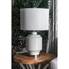 Ceramic and Metal Linen Shade White Finish On-Off Switch Table Lamp, 24"