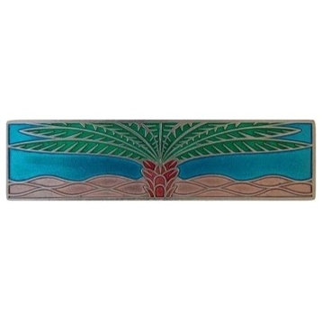 Horizontal Royal Palm Pull, Brilliant Pewter-Bright Turquoise