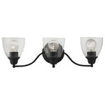 Livex Lighting - Montgomery 3 Light Black Vanity Sconce - Whether it's style or practical lighting, this vanity sconce is the perfect addition to your bathroom. This three-light fixture from the Montgomery Collection features clear hand-blown glass shades and is shown in a black finish. The clean graceful lines of the back plate complement the shades, creating an understated look that works well in most decors. Classic elegance combines with contemporary appeal to enhance any home in style.