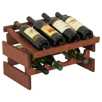 Pemberly Row 2 Tier 8 Bottle Display Top Wine Rack in Mahogany