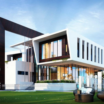Wonderful 3D Bungalow Rendering Of Modern Home