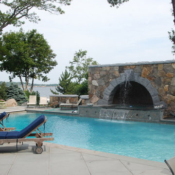 Pool with granite arch