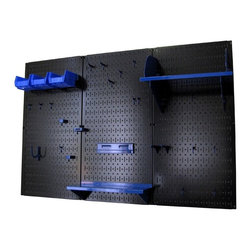 Black Pegboard with Blue Peg-Board Accessories by Wall Control Storage Systems - Garage And Tool Storage