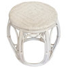 Rattan Round Stool Larry, White Wash, 18"