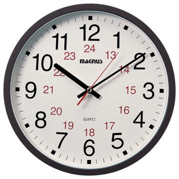 Dainolite 22502 Magnus 12" Diameter 24 Hour Wall Clock - Black