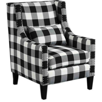 Best Master Furniture Glenn 20" Transitional Fabric Arm Chair in Black/White