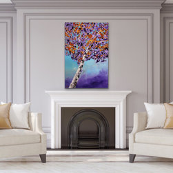 Preethi Arts - "Essence" Original Large blue purple Modern tree Painting - Paintings