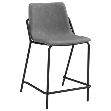 Set of 2 Counter Height Stool, Gray and Black