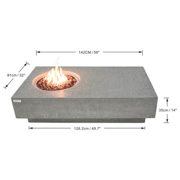 Elementi Cast Concrete Metropolis Table, Natural Gas