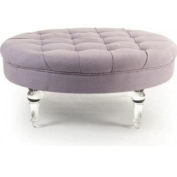 Pouf Chair Ottoman Violet Transparent Purple Linen Acrylic